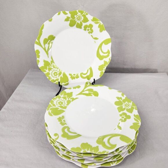Set of 9 BETTER HOMES & Gardens Citrus Blossom Dinner Plates Lime Green Melamine - Picture 1 of 4